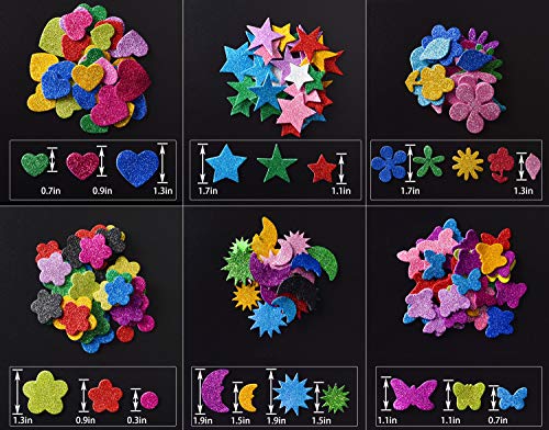 iKammo [6 Pack] Glitter Foam Letter Stickers Foam Stars Heart Self-Adhesive Stickers 3D Color Journaling Stickers for Kids Creative Toys DIY Scrapbooking Card Making Accessories,Assorted Mixed Colors. - Image 4