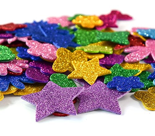 iKammo [6 Pack] Glitter Foam Letter Stickers Foam Stars Heart Self-Adhesive Stickers 3D Color Journaling Stickers for Kids Creative Toys DIY Scrapbooking Card Making Accessories,Assorted Mixed Colors. - Image 2