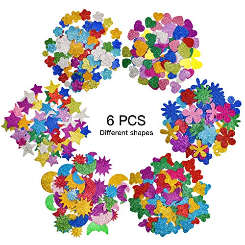iKammo [6 Pack] Glitter Foam Letter Stickers Foam Stars Heart Self-Adhesive Stickers 3D Color Journaling Stickers for Kids Creative Toys DIY Scrapbooking Card Making Accessories,Assorted Mixed Colors. - Image 5