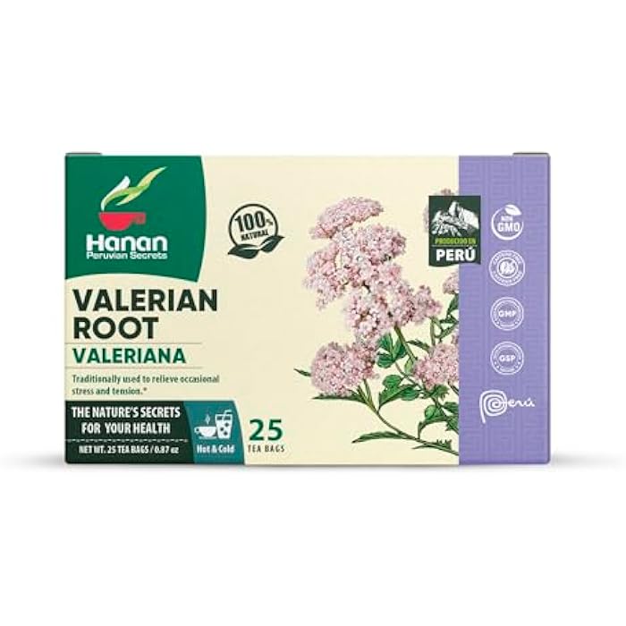 Hanan Peruvian Secrets Valeriana Herbal Tea | 100% Natural Valerian Root | 25 Tea Bags | Naturally Aids in Relieving Occasional Stress, Tension | Safely Promotes Sleep and Relaxation (Single Pack) - Image 4