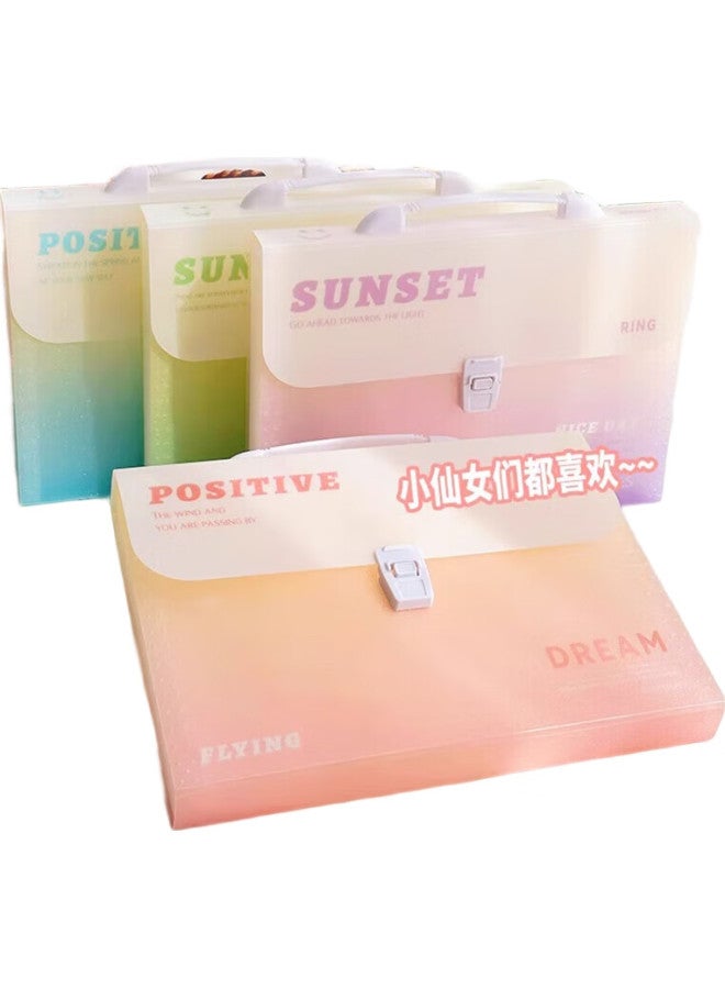 Wengu [Back To School Essential] Wengu Gradient Color 12-Compartment A4 Large Capacity Accordion File Folder, Multi-Layer Document Organizer For High School Students, Subject Classification File Holder, Elementary School Exam Paper Storage Bag, E587 Pink B - Image 3