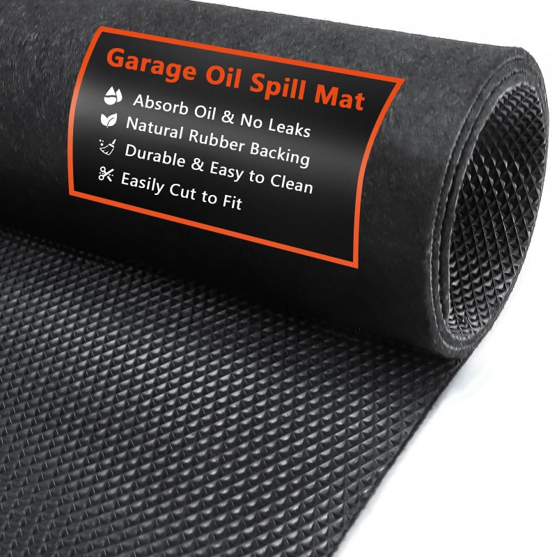 AiBOB Oil Spill Mat 36 X 60 inches Garage Floor Mat Under Car Waterproof Backing Absorbent Pad Protects Floor Durable Reusable Black