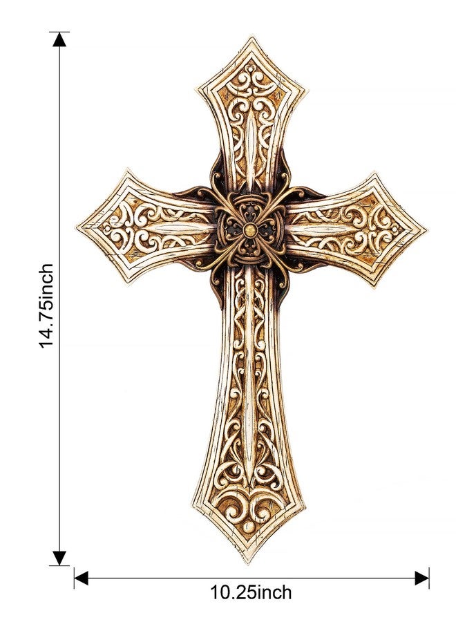 Eagrafts Rustic Decorative Layered Wood Like Resin Wall Cross (White) - Image 2