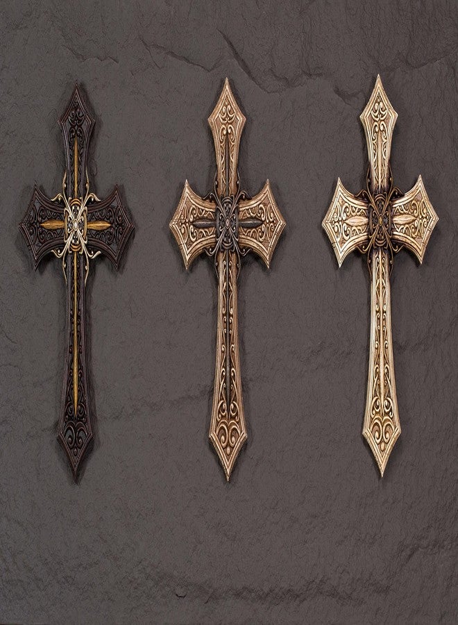 Eagrafts Rustic Decorative Layered Wood Like Resin Wall Cross (White) - Image 3