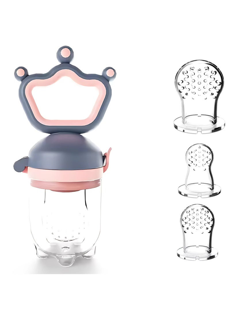Twisoo Silicone Infant Fruit Feeder - BPA-Free Silicone 3 Size Mesh Nipple - Safe Fresh Vegetable & Fruit Feeder for Babies, Easy to Hold, Ideal for Weaning & Teething (Blue) - Image 1