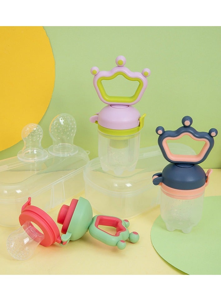 Twisoo Silicone Infant Fruit Feeder - BPA-Free Silicone 3 Size Mesh Nipple - Safe Fresh Vegetable & Fruit Feeder for Babies, Easy to Hold, Ideal for Weaning & Teething (Blue) - Image 5