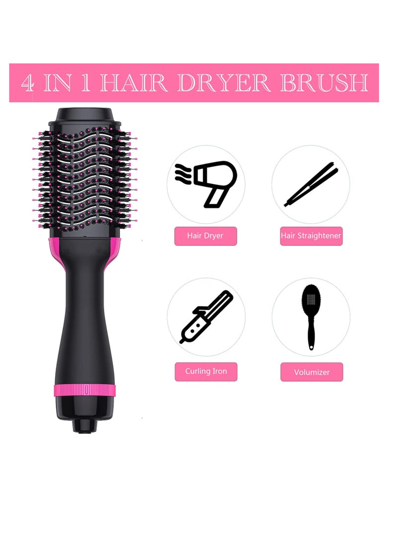 Excefore Hair Dryer Brush Blow Dryer Brush in One, 4 in 1 Hair Dryer and Styler Volumizer with Negative Ion, Hot Air Brush Hair Straightener, Curling Brush Oval Shape, Pink - Image 2