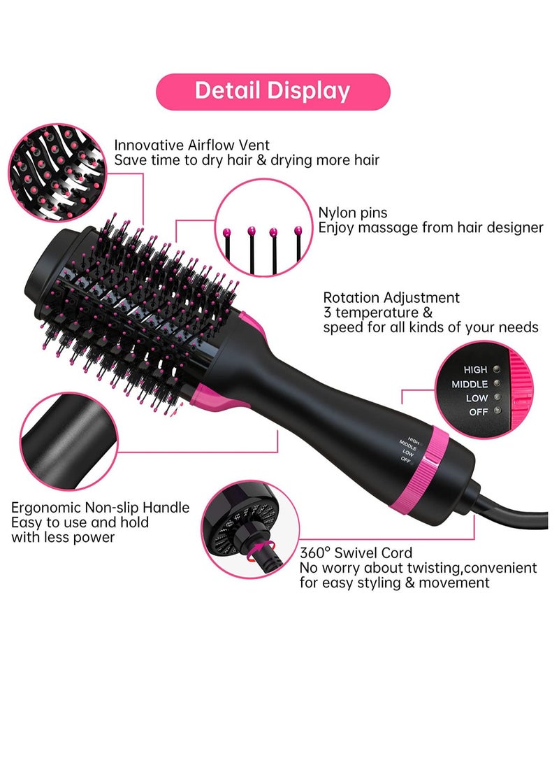 Excefore Hair Dryer Brush Blow Dryer Brush in One, 4 in 1 Hair Dryer and Styler Volumizer with Negative Ion, Hot Air Brush Hair Straightener, Curling Brush Oval Shape, Pink - Image 5