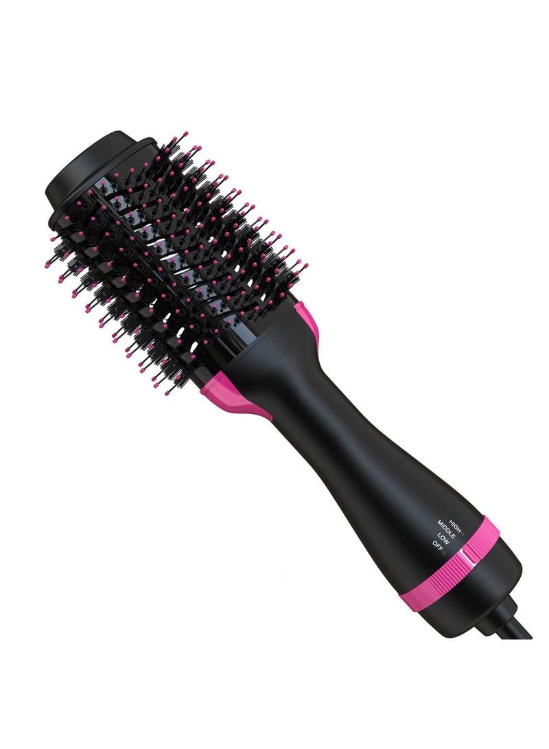 Excefore Hair Dryer Brush Blow Dryer Brush in One, 4 in 1 Hair Dryer and Styler Volumizer with Negative Ion, Hot Air Brush Hair Straightener, Curling Brush Oval Shape, Pink - Image 1