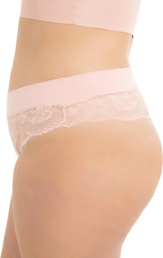 كوتن هيل Lace and Rubber Detailed Plus Size Women's Thong Panties 5 Pack