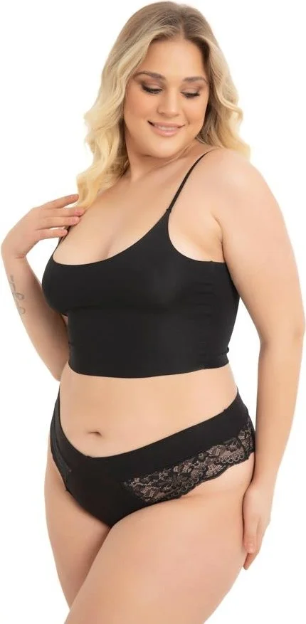 كوتن هيل Lace and Rubber Detailed Plus Size Women's Thong Panties 5 Pack