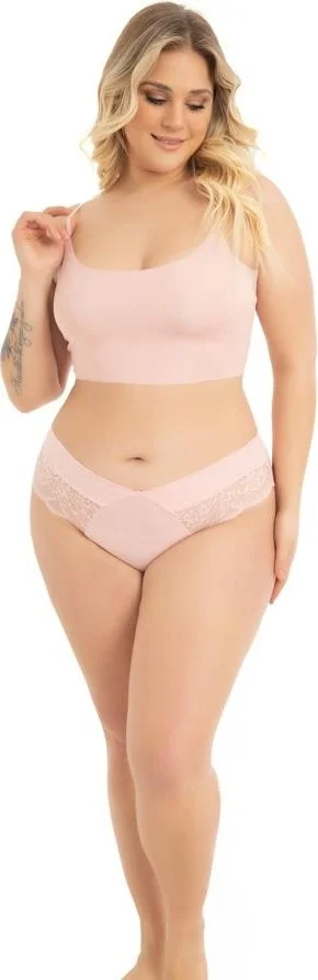 كوتن هيل Lace and Rubber Detailed Plus Size Women's Thong Panties 5 Pack