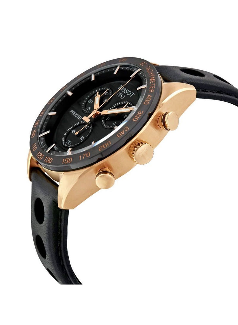 TISSOT Tissot Men's Black Dial Leather Band Watch - T100.417.36.051.00  - Image 3