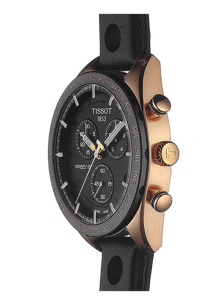 TISSOT Tissot Men's Black Dial Leather Band Watch - T100.417.36.051.00  - Image 4