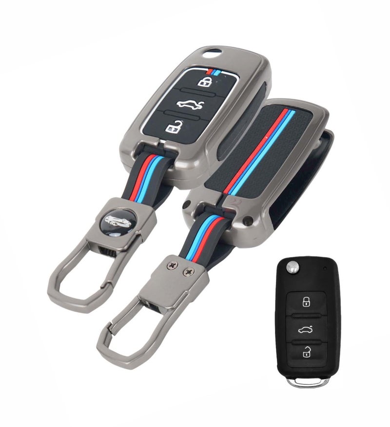 Auto Thrill Premium Metal Alloy Key Cover for Skoda and Volkswagen - Polo Vento Jetta Ameo Passat and Skoda Rapid Laura Superb Octavia Fabia Yeti 3 Button Flip Key - Image 5