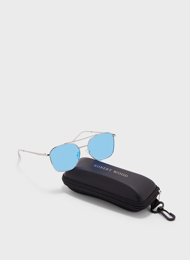 Robert Wood Polarized Lens Square Aviator Sunglasses