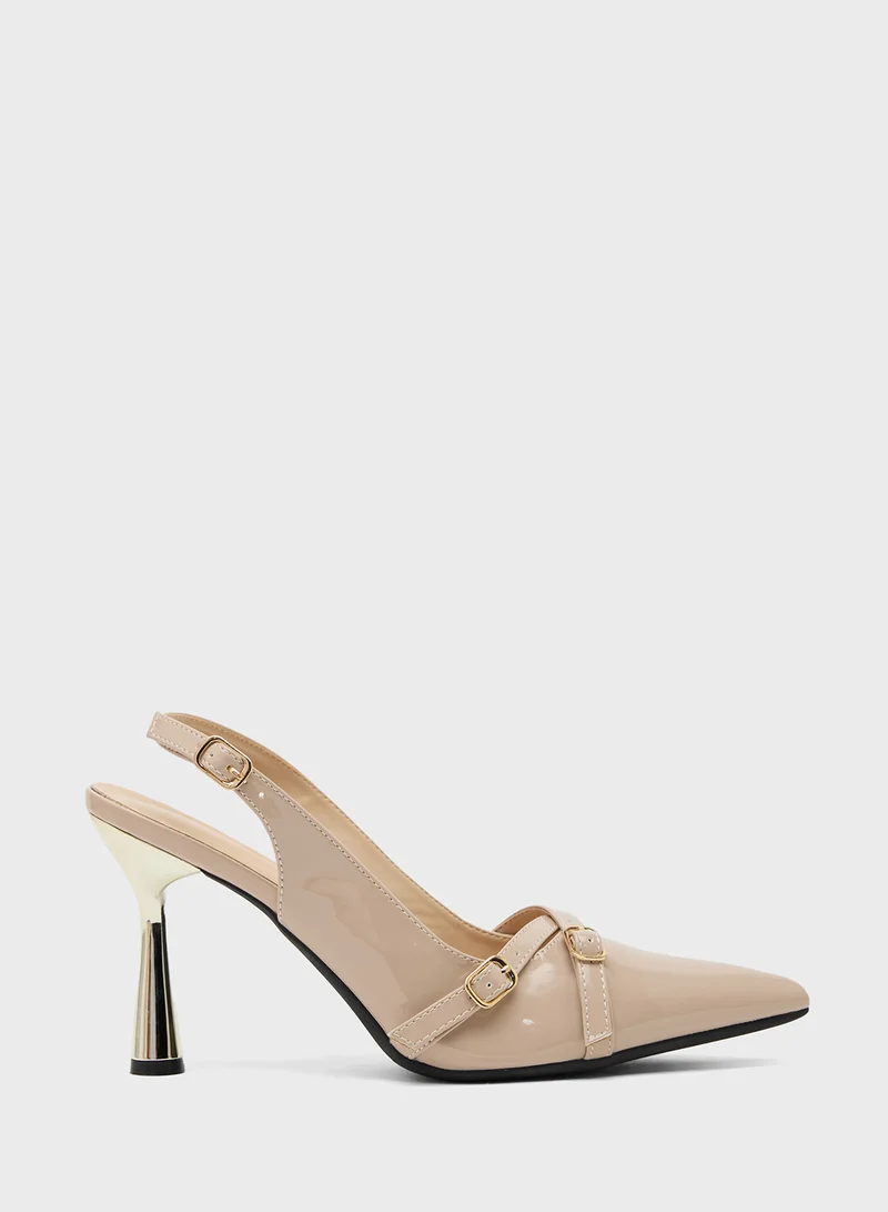 جينجر High Heeled Sling Back Pump