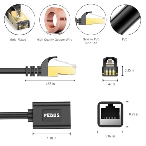 FEDUS Cat8 Ethernet Extension Cable 5 Meter RJ45 Shielded Male to Female LAN cord Extender Cable, Support cat7 / Cat6 / Cat5e / Cat5 Standards High Speed 40Gbps 2000Mhz SFTP Patch Cord LAN Cable - Image 3