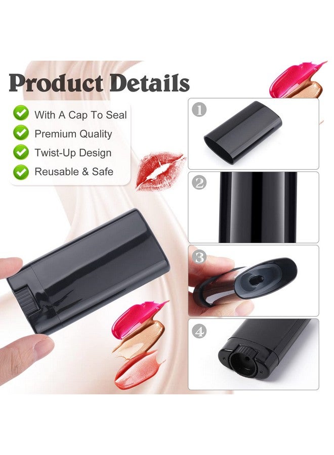 Cositina 20 Pack 15G Plastic Oval Deodorant Containers Empty Lipstick Balm Tubes Twistup Cosmetic Tube Bottle With Cap For Diy Chapstick Lotion Sticks Vials Crayon Black - Image 3