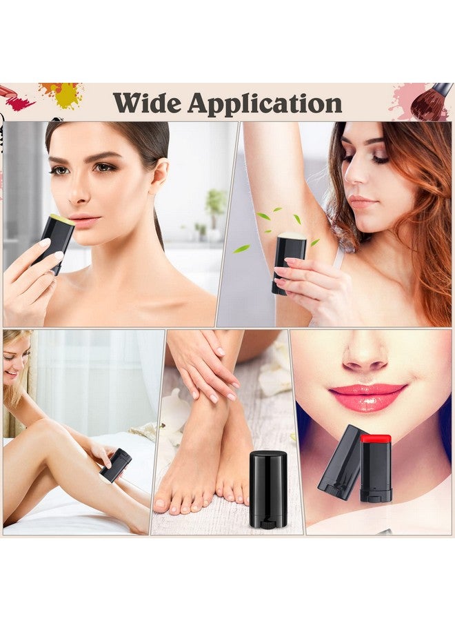 Cositina 20 Pack 15G Plastic Oval Deodorant Containers Empty Lipstick Balm Tubes Twistup Cosmetic Tube Bottle With Cap For Diy Chapstick Lotion Sticks Vials Crayon Black - Image 4