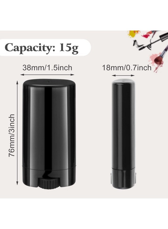 Cositina 20 Pack 15G Plastic Oval Deodorant Containers Empty Lipstick Balm Tubes Twistup Cosmetic Tube Bottle With Cap For Diy Chapstick Lotion Sticks Vials Crayon Black - Image 2