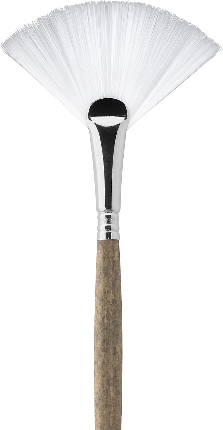 Escoda Perla Series 4233 Artist Oil  Acrylic Long Handle Paint Brush Synthetic White Toray Filament Fan Size 4 - Image 2
