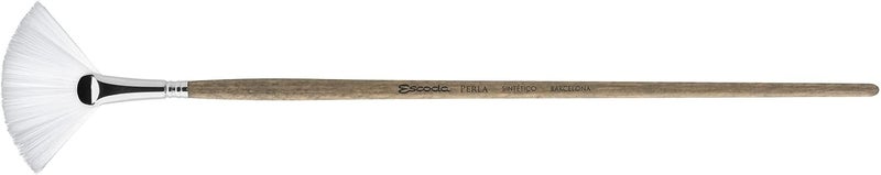 Escoda Perla Series 4233 Artist Oil  Acrylic Long Handle Paint Brush Synthetic White Toray Filament Fan Size 4 - Image 1