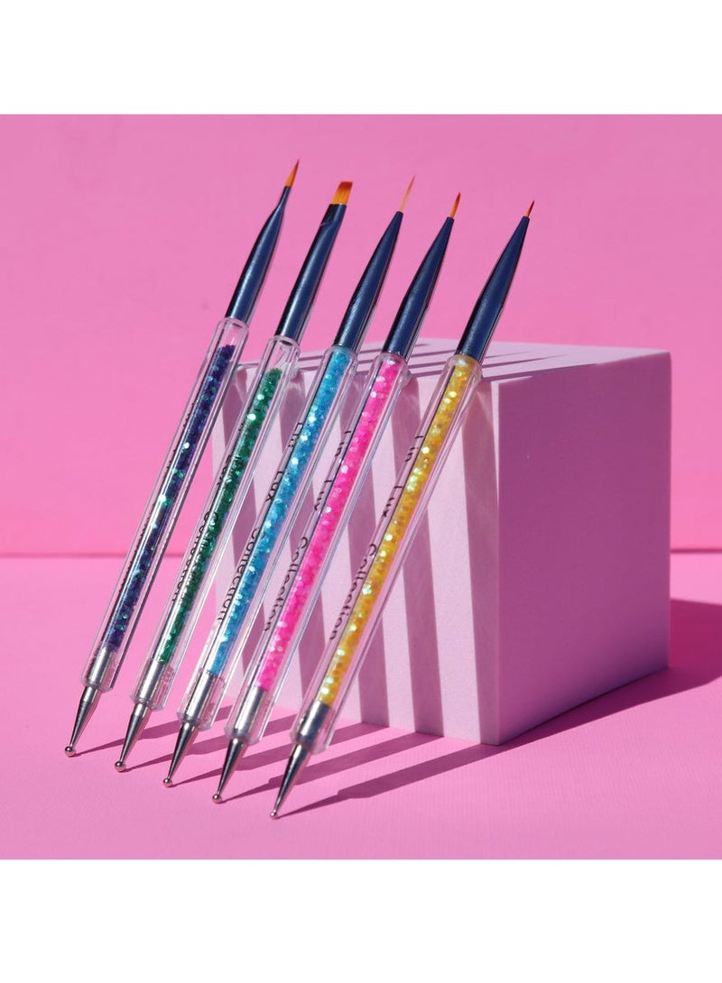 مجموعة أقلام تنقيط لتجميل الأظافر مزدوج الاطراف 5 قطع،اداة تزيين الأظافر بنفسك - متعدد الالوان - Image 5