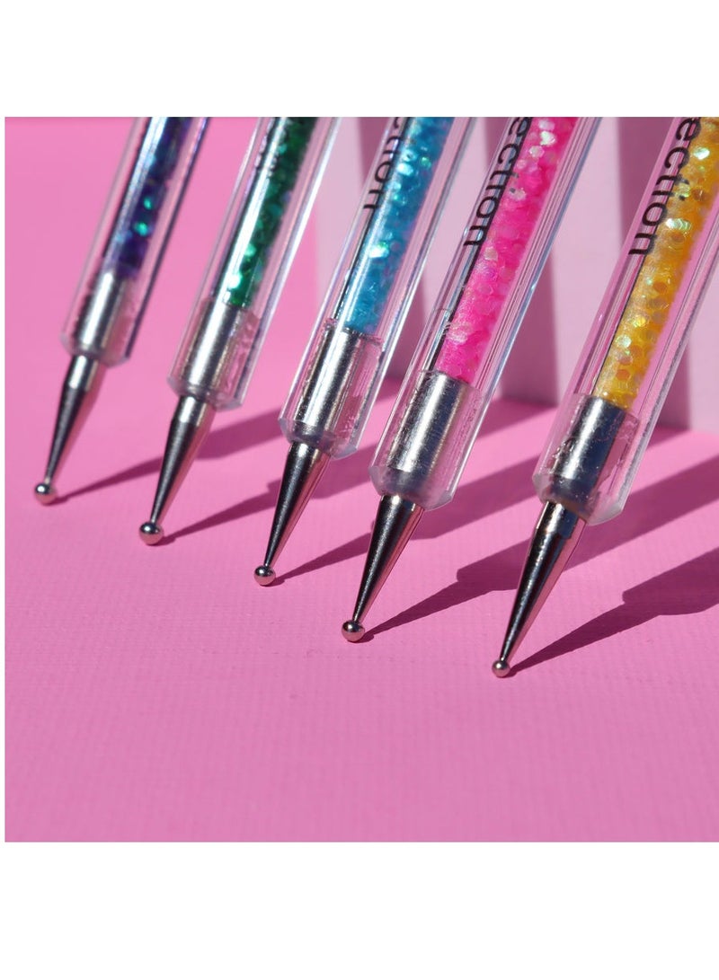 مجموعة أقلام تنقيط لتجميل الأظافر مزدوج الاطراف 5 قطع،اداة تزيين الأظافر بنفسك - متعدد الالوان - Image 2