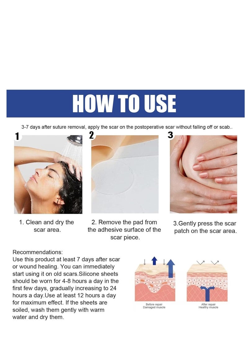 Silicone Scar Sheets, Reusable Washable Silicone Scar Tape, Surgery Scars Removal Treatment, Medical Grade Silicone Scar Sheets for Breast 4Pairs