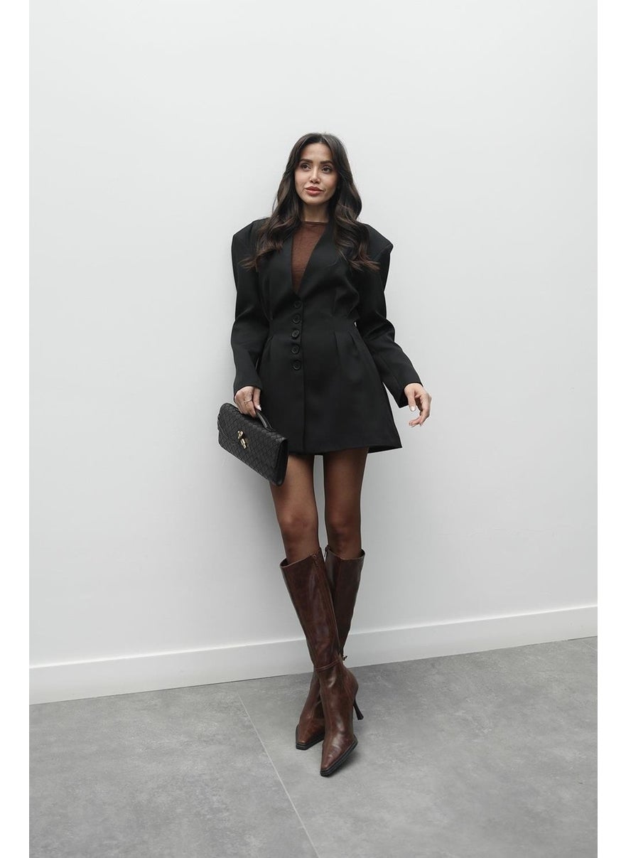Havoş Black Fresno Dart Detailed Jacket Skirt Set  - Image 4