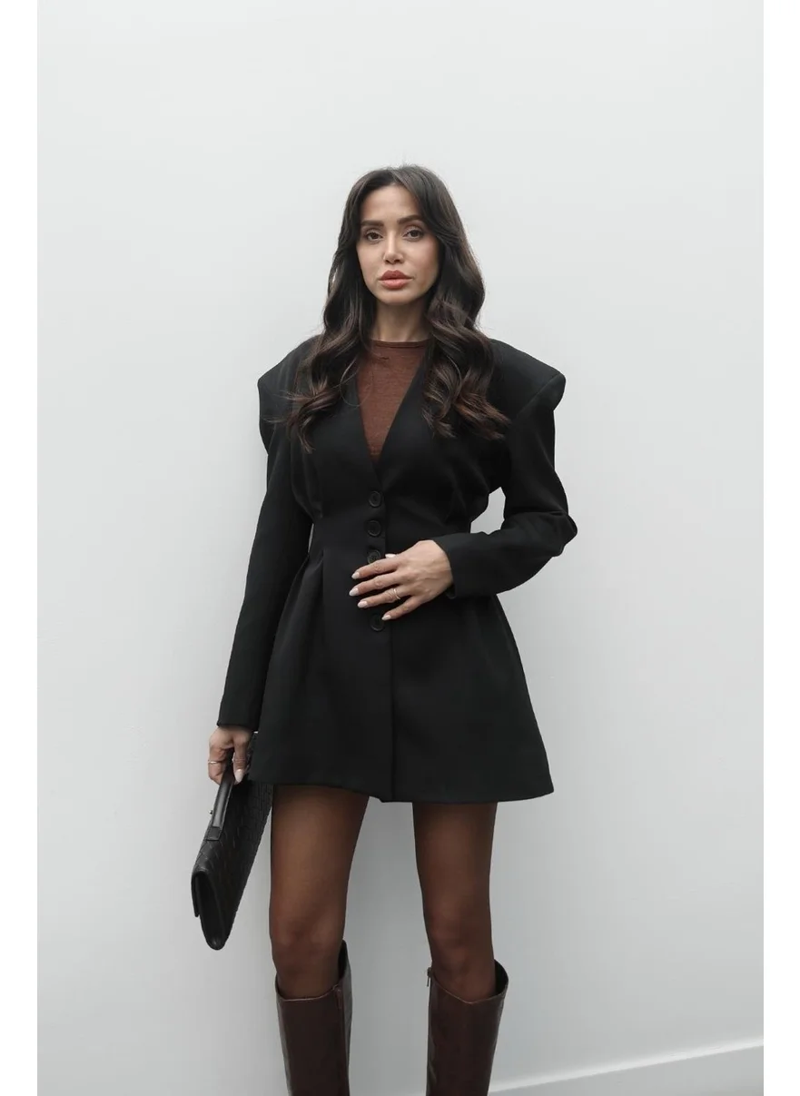 Havoş Black Fresno Dart Detailed Jacket Skirt Set