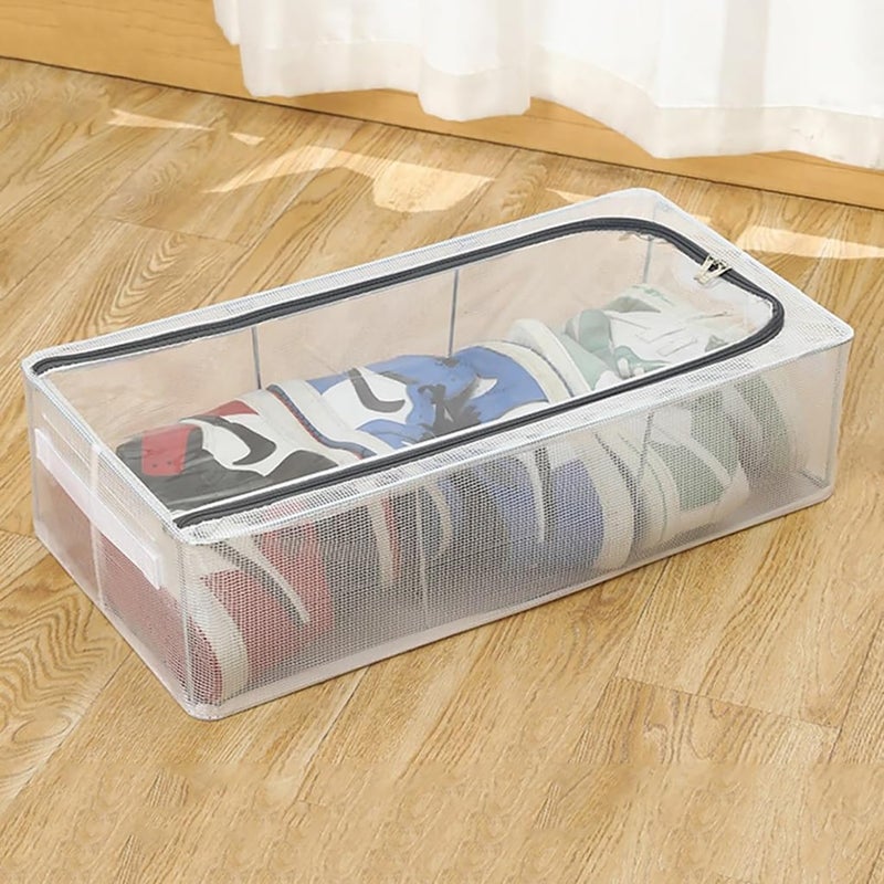 Drofail Long Clear Stackable Shoe Organizer Foldable Shoe Rack for Closet Space Saving Foldable Shoe Rack Shoe Box Zipper Opening - Image 1