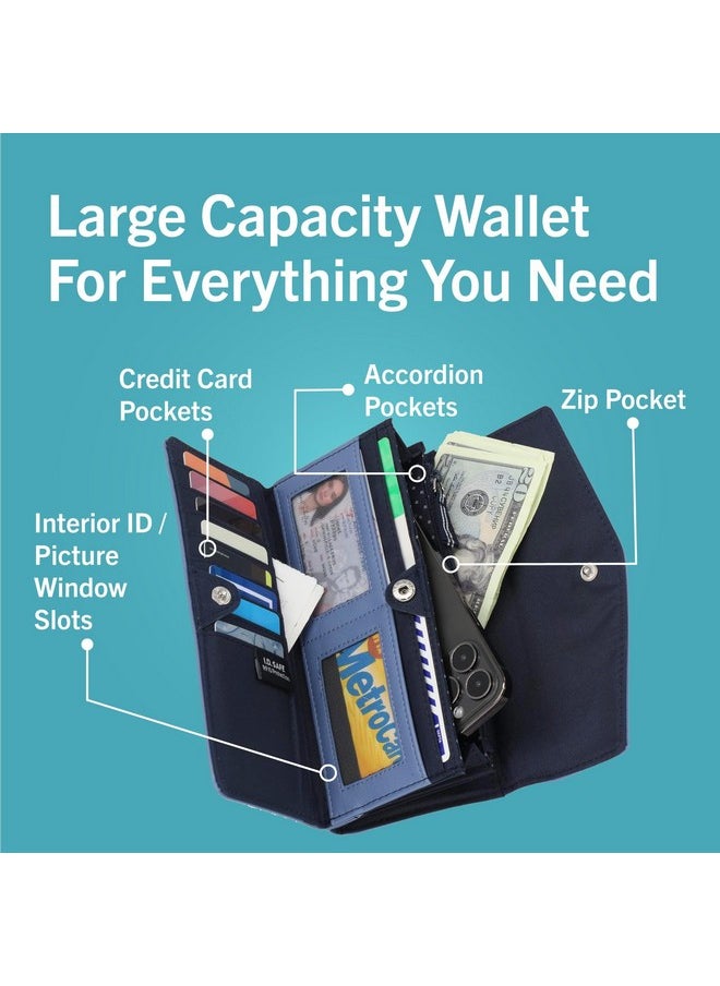 NAUTICA Nautica Money Manager RFID Slim and Small Wallet for Women - Credit Card Holder with Coin Purse and Zipper Wallet, Women's Clutch Organizer in Fuego Red (Buff)  - Image 3