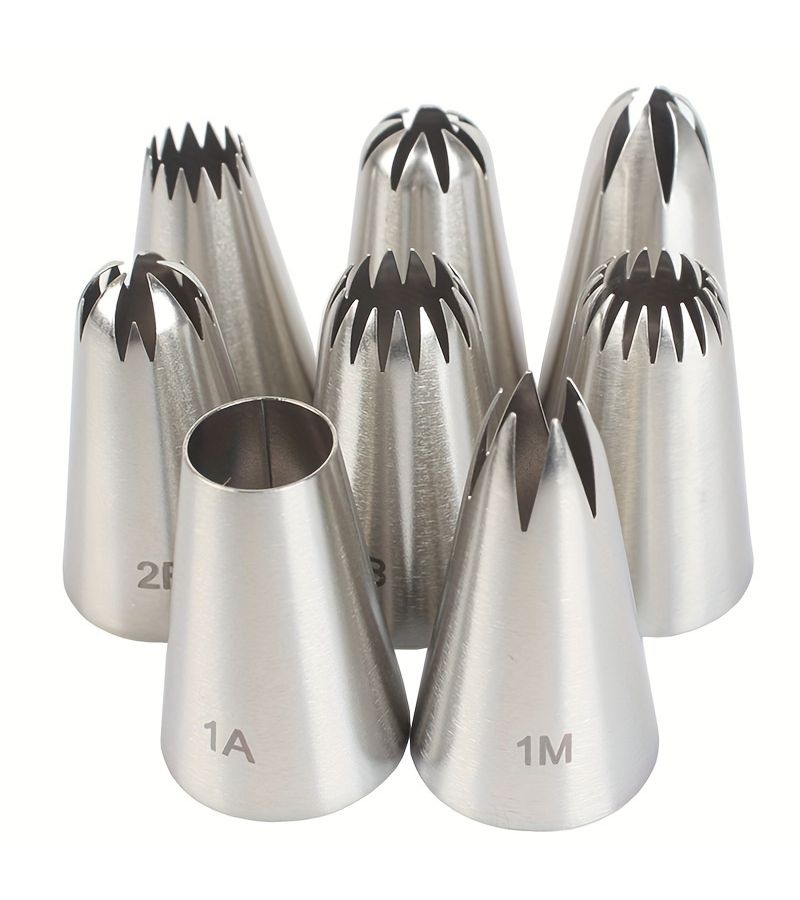 8pcs Random Style Ice Frosting Nozzles Stainless Steel Baking Tool for Cream Roses Cupcake Decor - Image 1