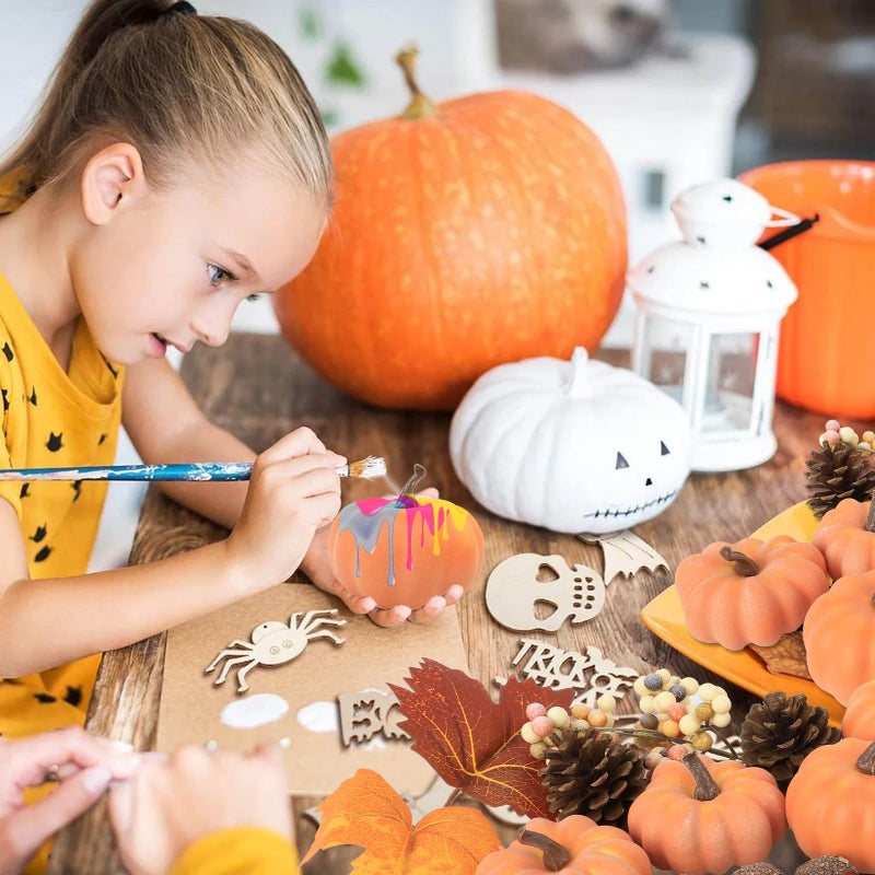 Ghrdopy 22 PCS Pumpkin Decor - Fall Decorations Plastic Pumpkins for Autumn Decorating Kit Halloween Thanksgiving Party Supplies - Image 3