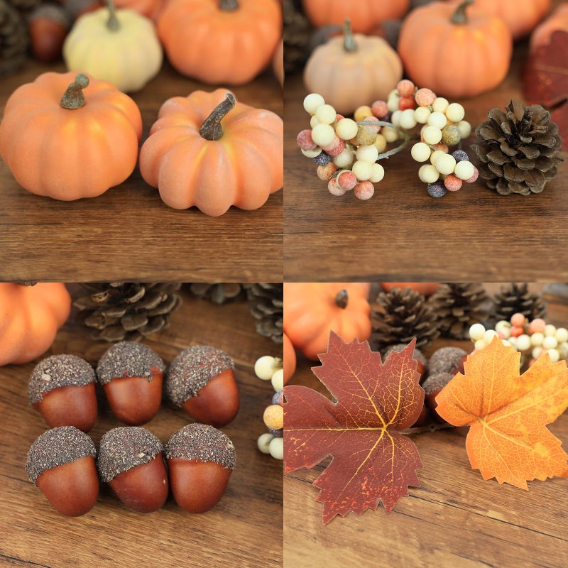 Ghrdopy 22 PCS Pumpkin Decor - Fall Decorations Plastic Pumpkins for Autumn Decorating Kit Halloween Thanksgiving Party Supplies - Image 4