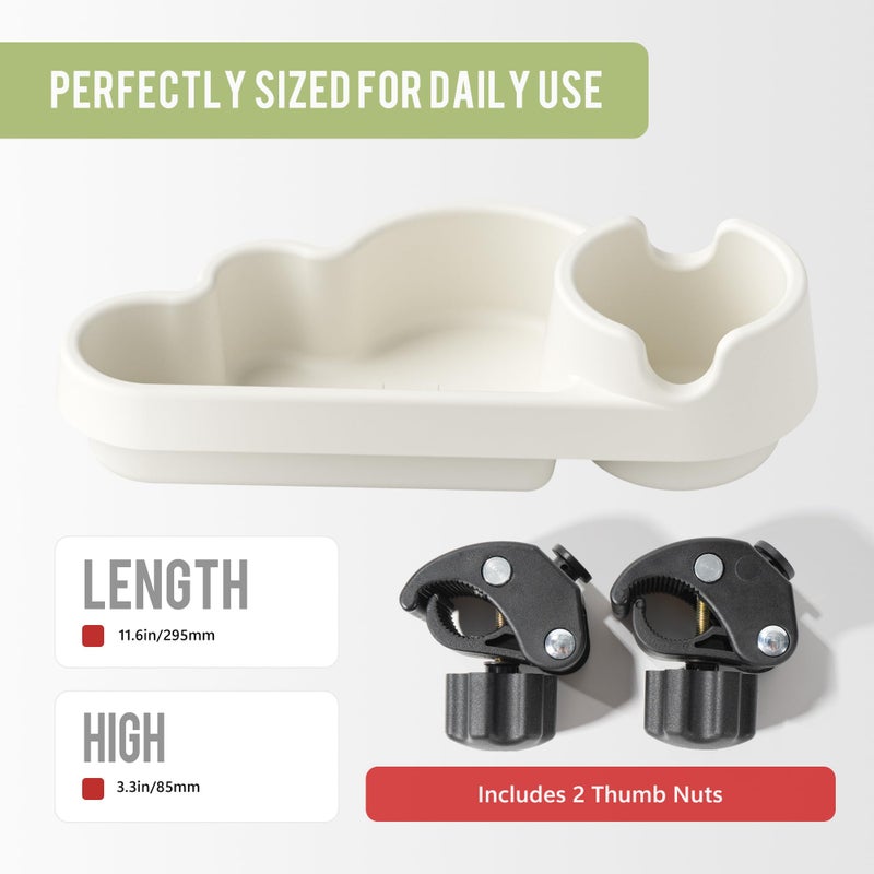 Li & Zhao Universal Stroller Snack Tray Attachment - Universal Snack Tray for Cloud Cup Holder Tray Stroller Tray Attachment Plastic Accessories for Baby,Toddler(Beige) - Image 4
