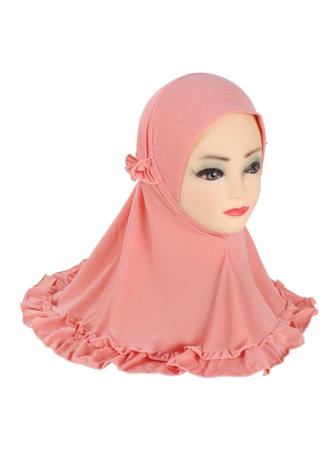 NIBEMINENT Hijab Scarf Girls Kids Ruffle Lotus Leaf Hijabs Solid Color Head Scarfs for Baby  - Image 1