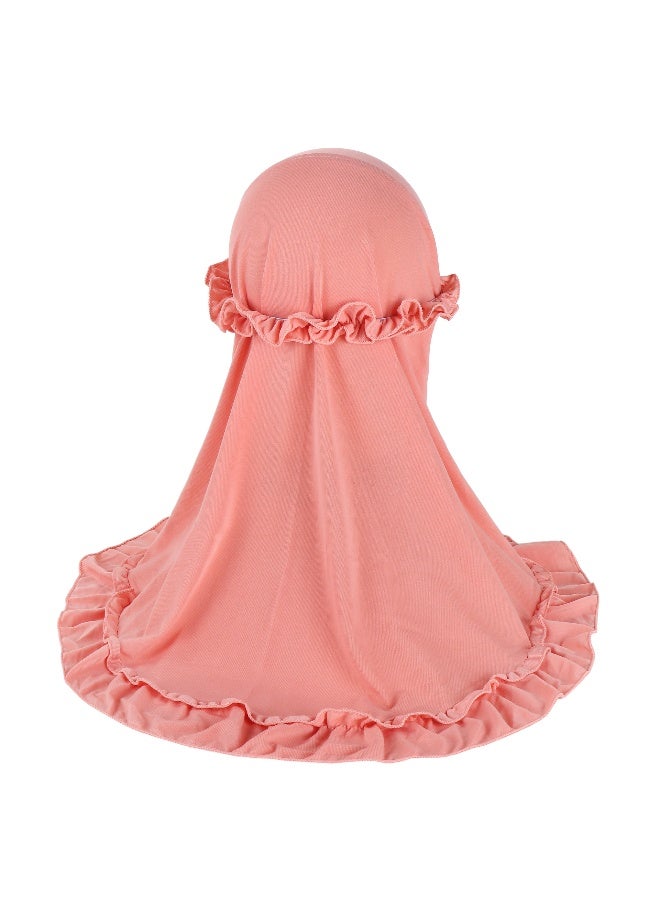 NIBEMINENT Hijab Scarf Girls Kids Ruffle Lotus Leaf Hijabs Solid Color Head Scarfs for Baby  - Image 2