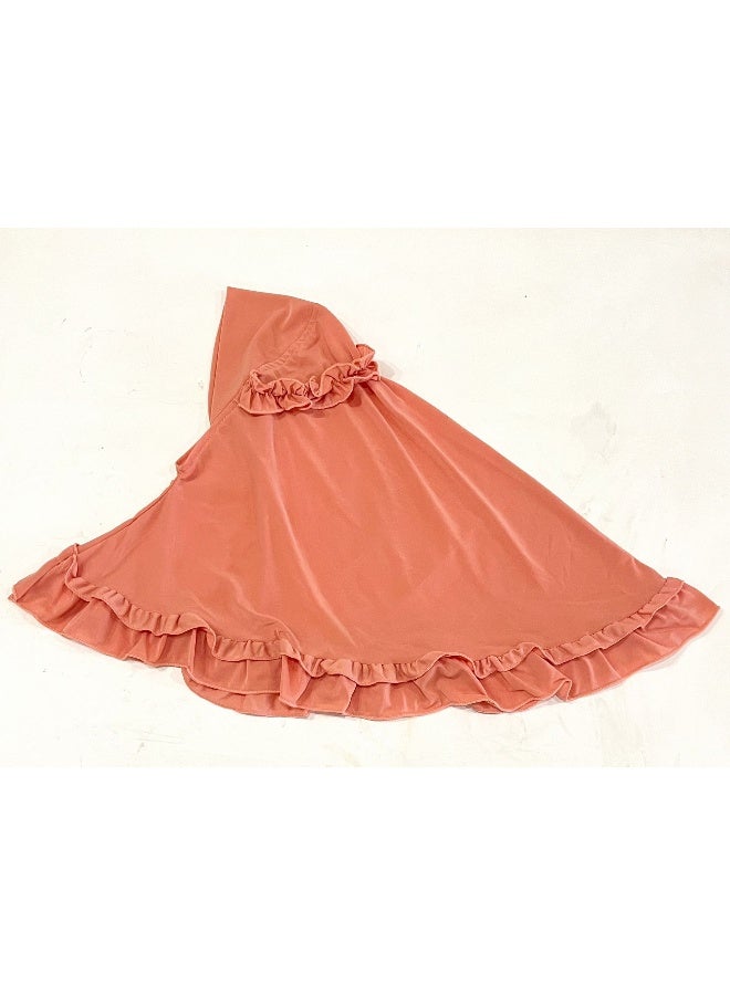 NIBEMINENT Hijab Scarf Girls Kids Ruffle Lotus Leaf Hijabs Solid Color Head Scarfs for Baby  - Image 3