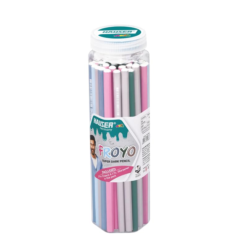 HAUSER ARTZ FROYO WOODEN PENCIL Set – 50 Pcs Multicolor Pencils | Extra Dark Lead for Smooth Writing | Ideal for Kids School Use & Drawing - Image 1