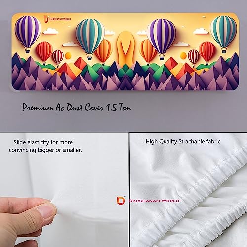 DARSHANAM WORLD 3D Printed Beautiful Ac Cover | Folding Designer Air Conditioning Dust Cover For Indoor & All Type AC Split Covers For Bedrooms & Hall (Beautiful Rainbow Balloon 1.5 Ton), Polyester - Image 3