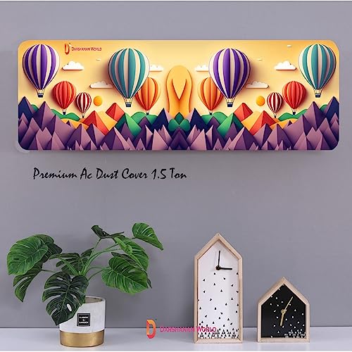DARSHANAM WORLD 3D Printed Beautiful Ac Cover | Folding Designer Air Conditioning Dust Cover For Indoor & All Type AC Split Covers For Bedrooms & Hall (Beautiful Rainbow Balloon 1.5 Ton), Polyester - Image 4