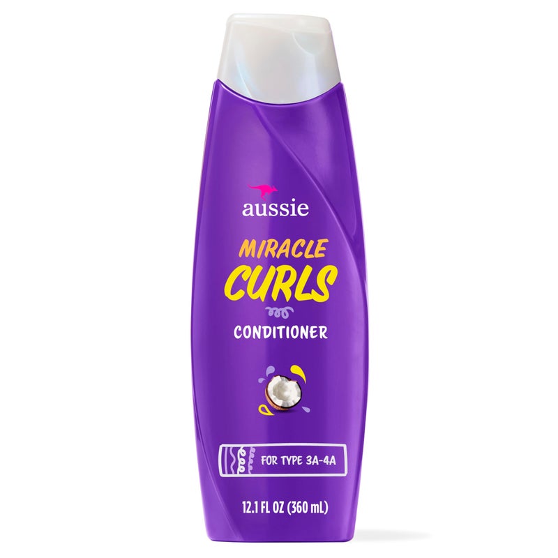 Aussie Miracle Curls Conditioner with Coconut Oil, Paraben Free, 12.1 fl oz - Image 1