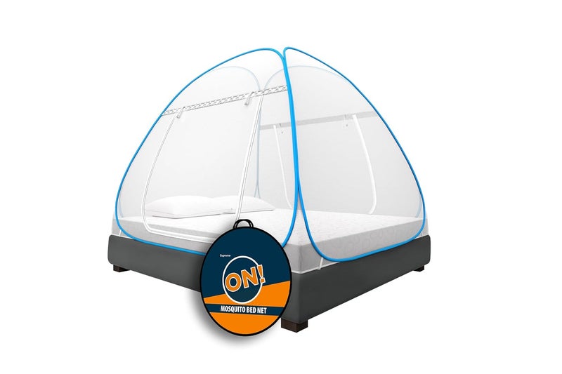 KOLAR Supreme On Double Bed Mosquito Net, King-Size (6.5 Feet X 6.5 Feet) Premium Machardani, Strong And Durable, 30 Gsm, Tent Type, Foldable, Corrosion Resistant-Parent (King Bed, Blue) - Image 1