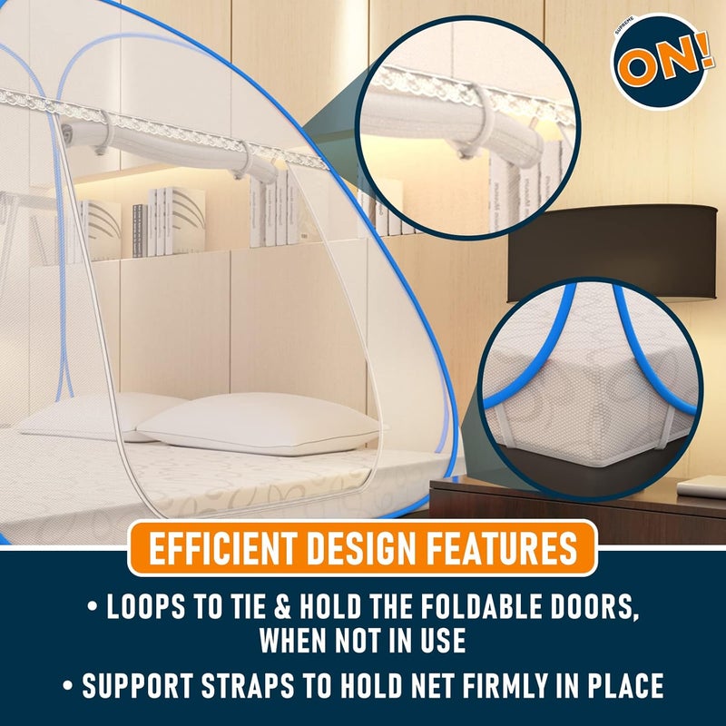 KOLAR Supreme On Double Bed Mosquito Net, King-Size (6.5 Feet X 6.5 Feet) Premium Machardani, Strong And Durable, 30 Gsm, Tent Type, Foldable, Corrosion Resistant-Parent (King Bed, Blue) - Image 5
