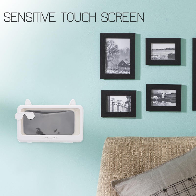 White Waterproof Shower Phone Holder Wall Mount With 360 Rotation Touchscreen Case - Image 4