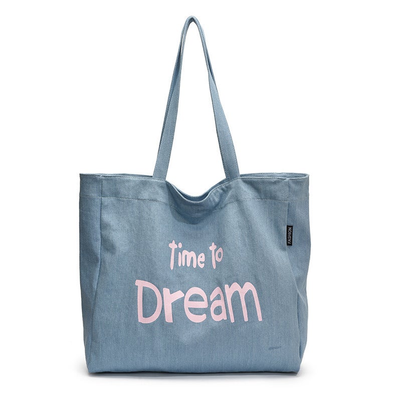Fashion Casual Large Capacity Tote Bag Women'S Work Commuting Shoulder Bag Korean Style Letter Canvas Women'S Bag - Image 1