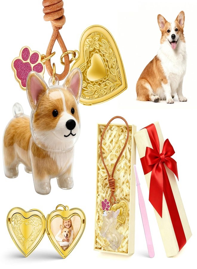 Corgi Dog Hair Collector Keychain Dog Fur Keepsake Pet Memorial Gifts for Dogs Pets Fur Memory Charm with Storage Photo - Image 1